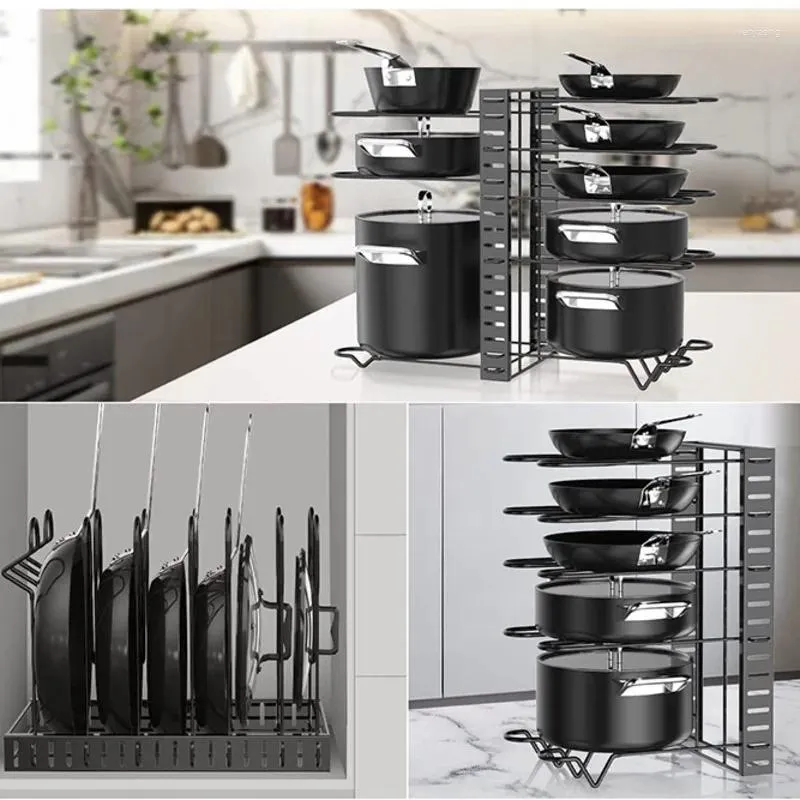 Cuisine Storage Pot et casseroles Alivables Rack Organisateur Méthodes DIY Méthodes Heavy Duty Metal pour les diviseurs étagères