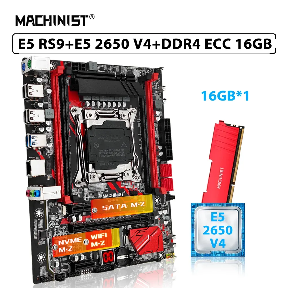 Pens Hinist E5 Rs9 X99 Motherboard Set Combo Xeon Kit E5 2650 V4 Cpu Lga 20113 Processor 16gb Ddr4 Ecc Ram Memory Nvme M.2 Sata