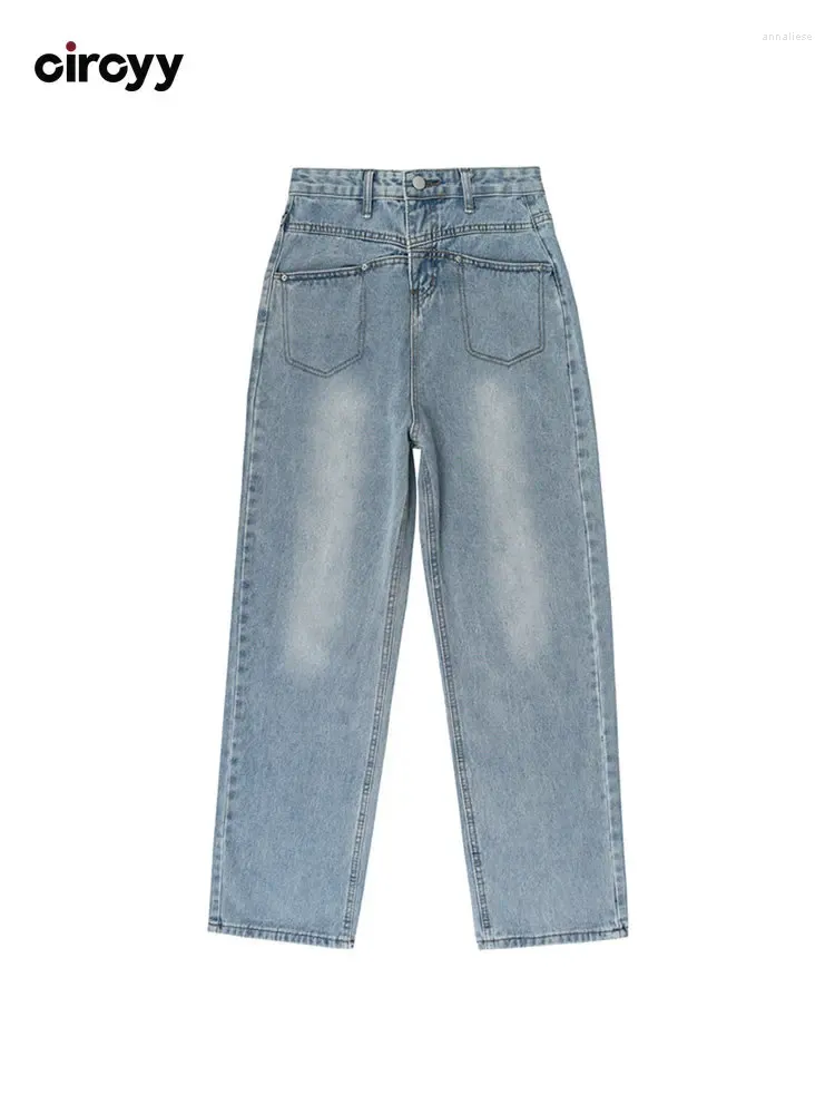Jeans da donna mamma mom ad alto abbottonatura pantaloni in denim blu giulare gamba gamba y2k pantaloni sbiancati di moda streetwear primavera 2024
