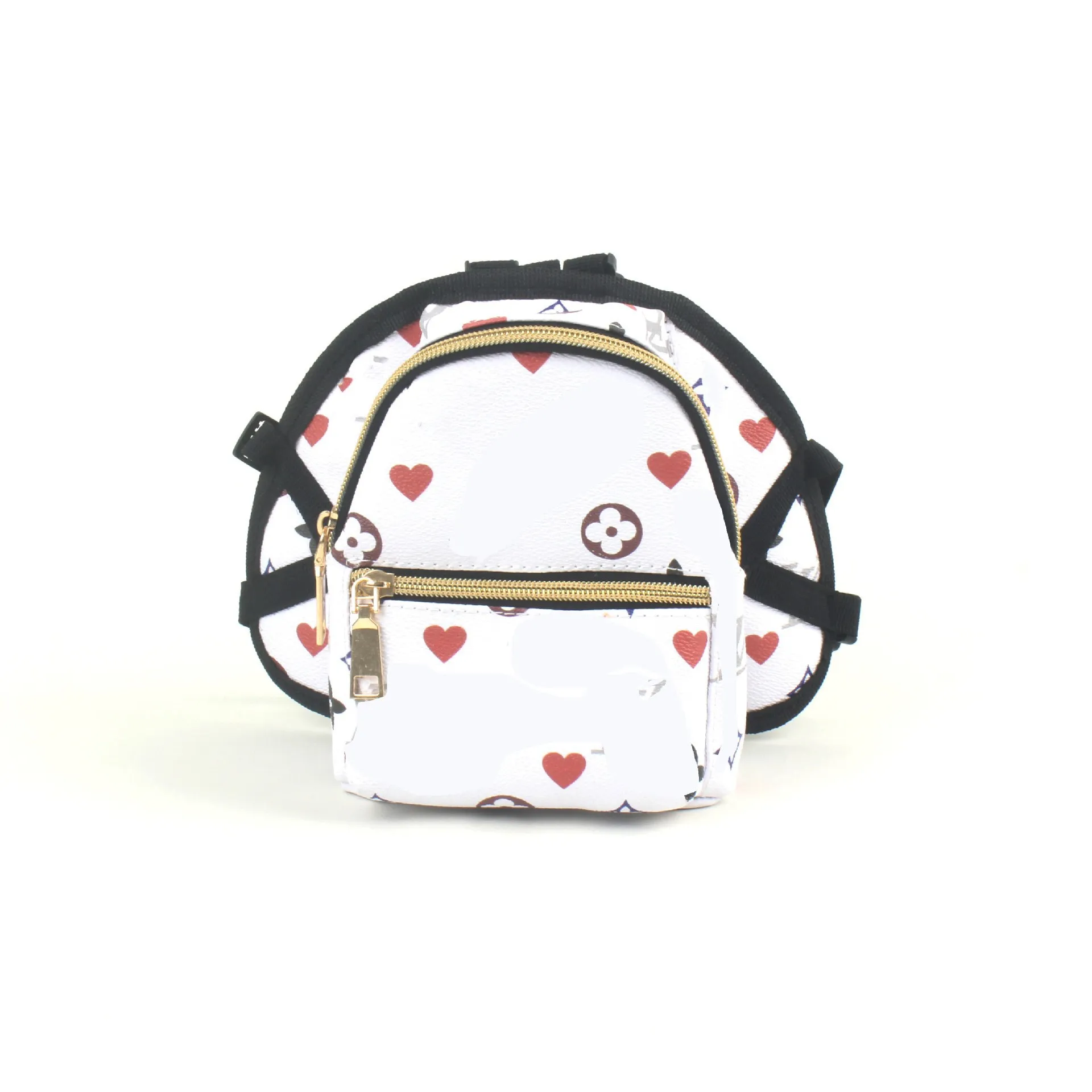 Designer animal de estimação Backpack Brown Classic Love Padrão de amor impressão cachorro fofo saco de cachorro ajustável
