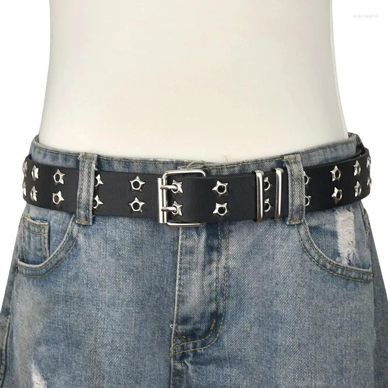 Gürtel Stern Eye Nietgürtel Doppelte Öle -Ösen -Taillengurt verstellbare Punk -Jeans dekorative Bund Cummerbunds