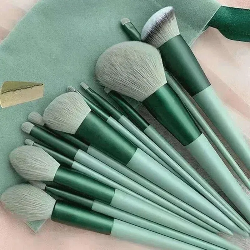 13/Makeup Brushes Pro Green Brush Set Powder Eyeshadow Blending Eyeliner Eyelash Eyebrow Make Up Beauty Cosmestic Brushes