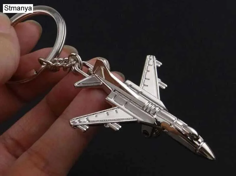 Keychains Lanyards New Plane model Key Chain personality Car Ring metal chain Bag Accessories small Fighter Holder Jewelry K1743 Q240403