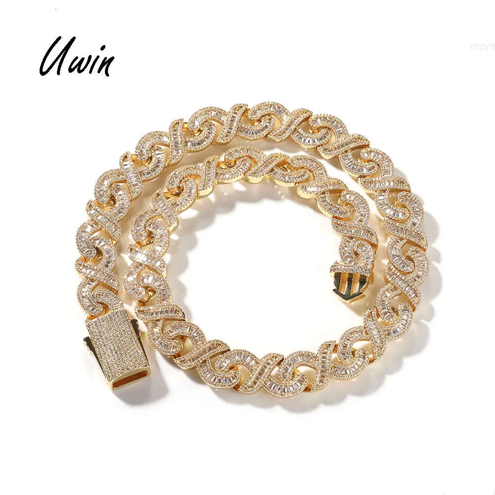 Kubanische Linkkette Infinite Loop Hip Hop Schmuck Eiskarte Zirkon CZ Gold Halskette Diamant 18k