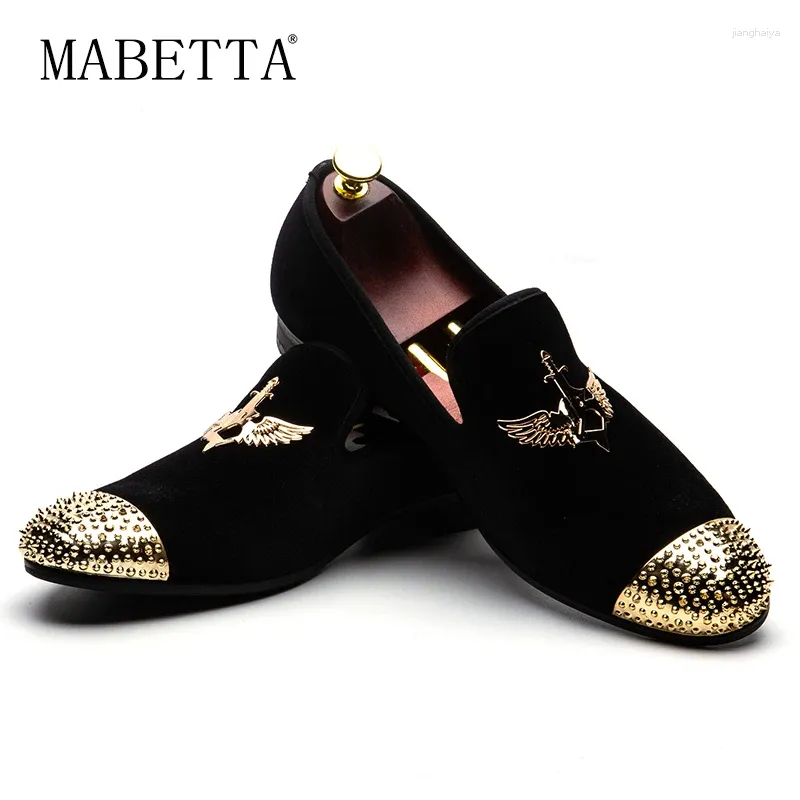 Casual Shoes MABETTA Fashion Brand Men's Handmade Leather Loafers Wing Type Metal Buckle
