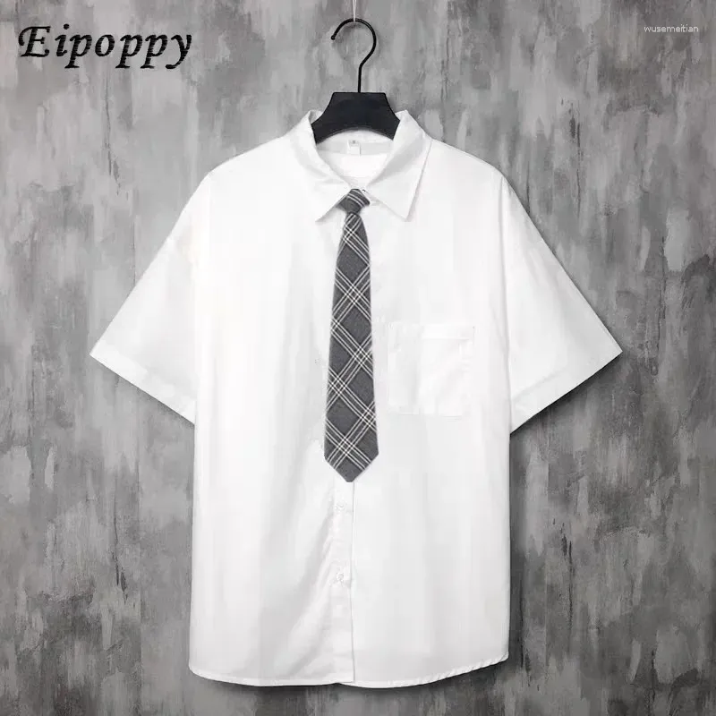Zestawy odzieży Białe krótkie koszulki Mężczyźni i nastolatkowie luźnie w stylu koreańsko-studenckim