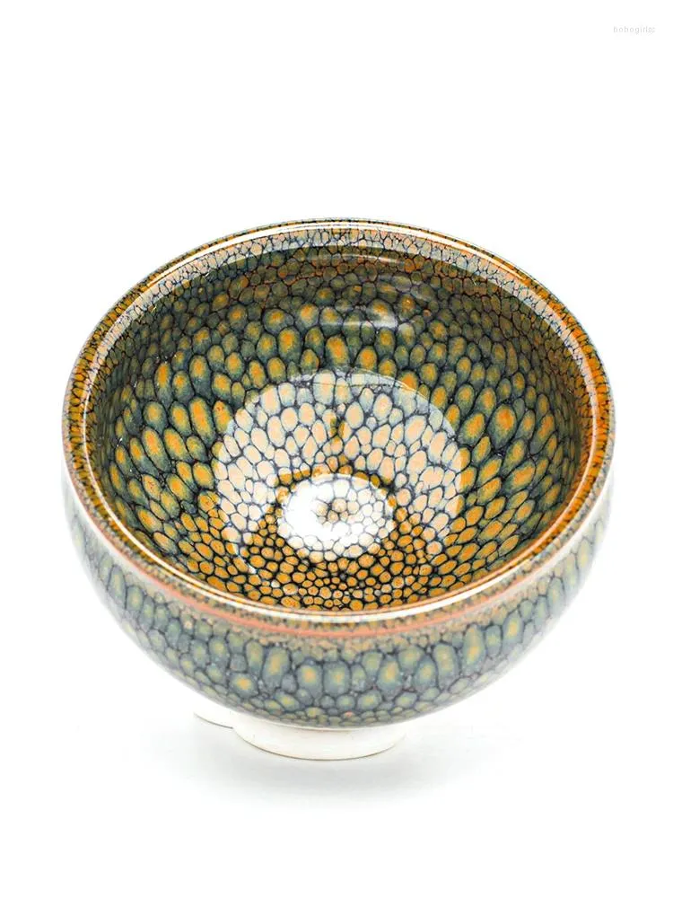 Tazze di piattini jianzhan glaze color master tazza di grande dimensione pneumatico in ferro di ferro puro set di tè in ceramica fatti a mano cambio di fornitura da uomo