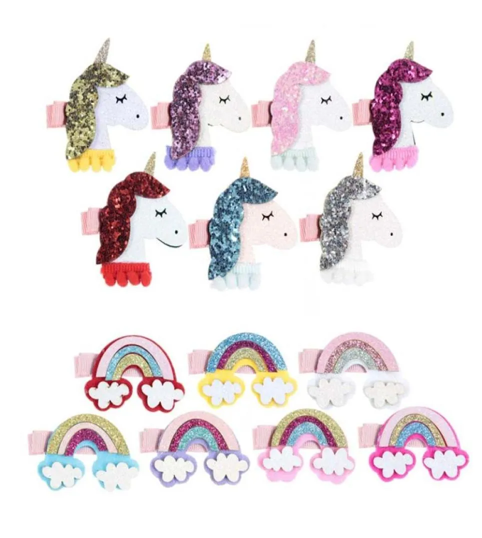 Baby Hair Accessories Unicorn Girls Bows Rainbow Princess Jojo Siwa Kids Clips Ribbon Barn Barrettes Hairclips A17444554575