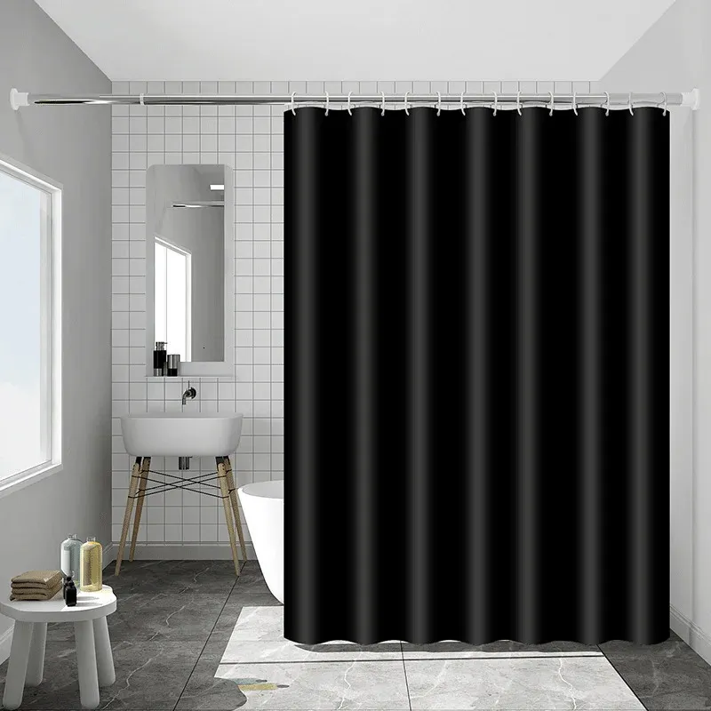 Shower Curtain Waterproof Mildew Proof Bath Curtains Thick Polyester Cloth Bathtub Partition Curtain With Hooks Bathroom Decor 240407