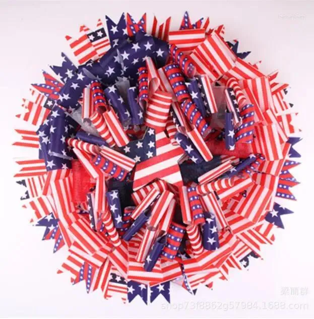 Decorative Flowers American Independence Day Wreath Double Style Home Decoration Props Scene Hanging Decorations