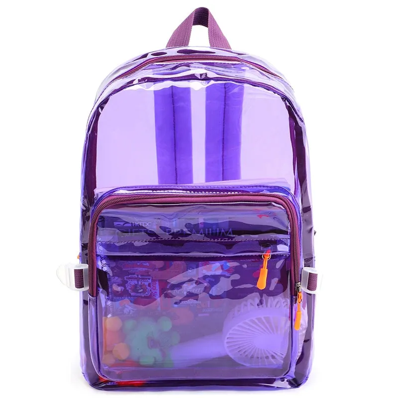 Zaino da donna TINYAT in PVC, leggero, impermeabile, trasparente, con molteplici tasche, ideale per laptop e sport all'aria aperta (modello 241107)._voghion.com