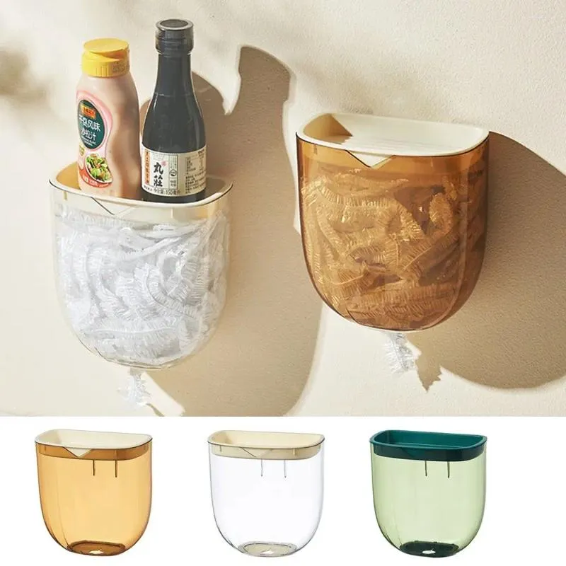 Storage Bottles Transparent Cling Film Box Wall Mounted Punch-free Wrap Extractable Plastic Fresh-keeping Bag