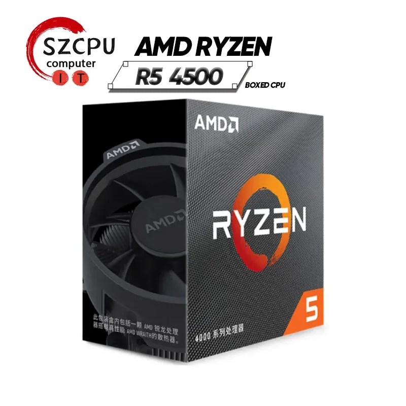 CPUS AMD Ryzen 5 4500 Ny R5 3.6 GHz 6Core 12Thread CPU -processor 7nm L3 = 8m 100000000644 Socket AM4 förseglas och kommer med fläkten
