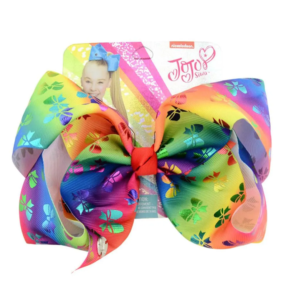 Jojo siwa arcos 11 cores meninas meninas barrettes crianças 8 polegadas grandes arco -íris arcos de cabelo com card kids acessórios de cabelo moda pêlo 9158084