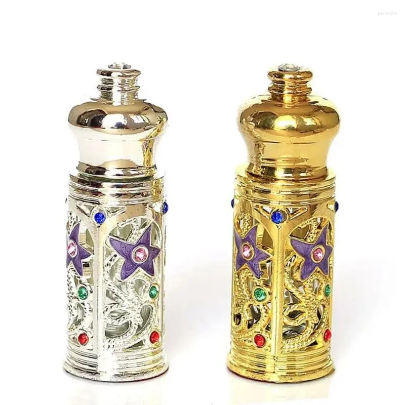 Storage Bottles Arabian Style Metal Cosmetic Container Mini Perfume Bottle Dropper Refillable Essential Oils