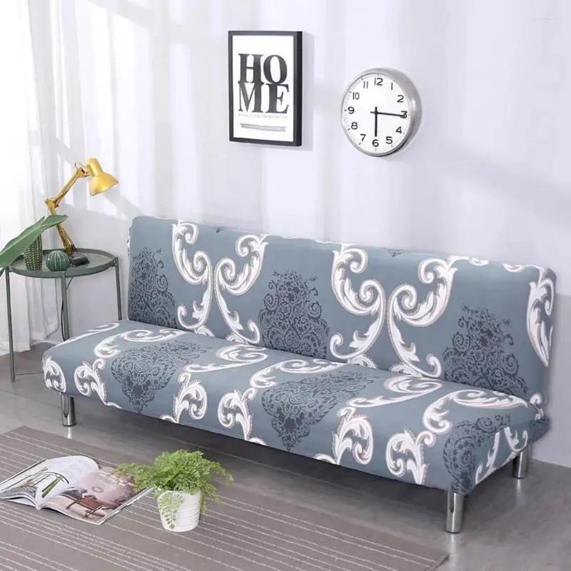 Couvre la chaise Phoenix Fleurs nordic gris élastique élastique sans accoudoir de canapé à armure polyester / spandex salon salon