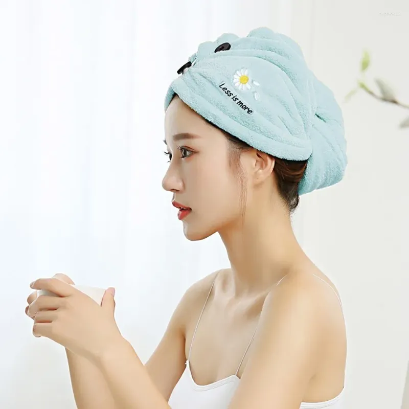 Serviettes serviettes serviettes à cheveux de séchage rapide de la broderie de lettre absorbante ne fait pas de mal à essuyer le shampooing Turban
