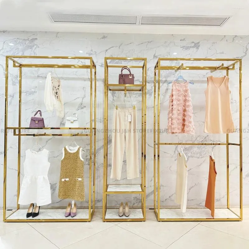 Os cabides armazenam roupas de vestuário de plataforma de prateleira de prateleira de plataforma alta personalizada para recompensas para o showroom