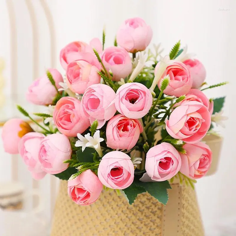 Dekoracyjne kwiaty sprzedające 1pcs/32 cm różowy różowy jedwabny bukiet sztuczny kwiat 10 na głowie panna młoda trzymająca dekorację domu ślubnego
