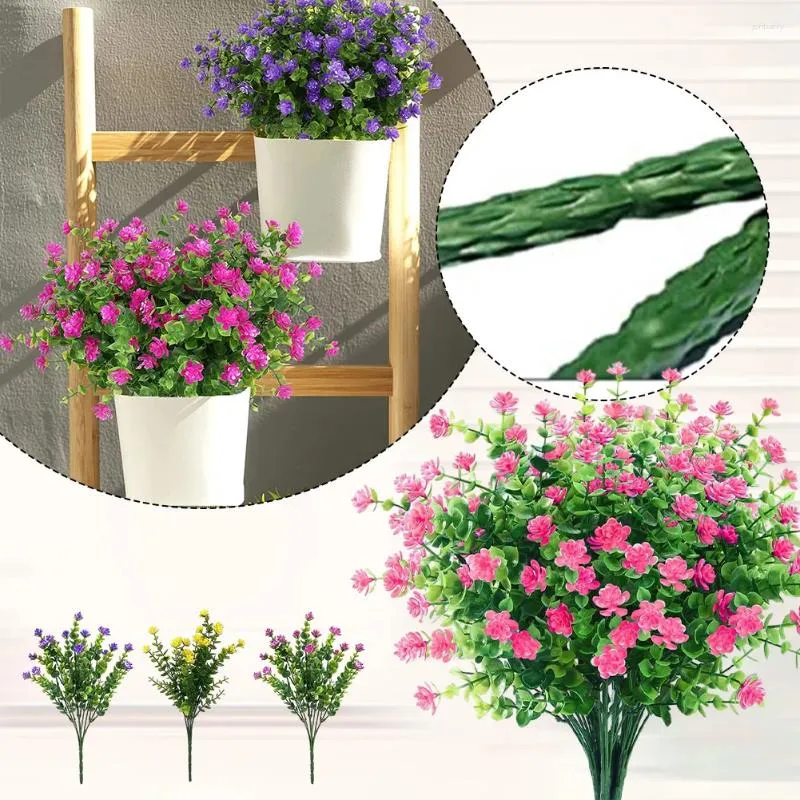 装飾的な花人工花シミュレーションラベンダープラスチックグリーンフェイクボンサイイン/アウトドアヤードガーデンウェディングデコレーション