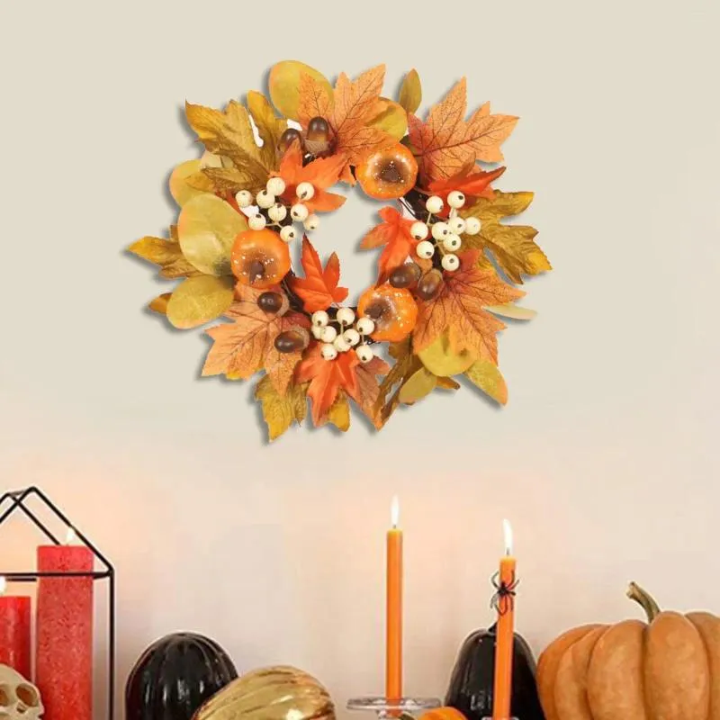 Decorative Flowers Mini Fall Candle Wreaths Rings Garland Holder Wreath Autumn For Wedding Party Bar Cafe Festivals Decoration