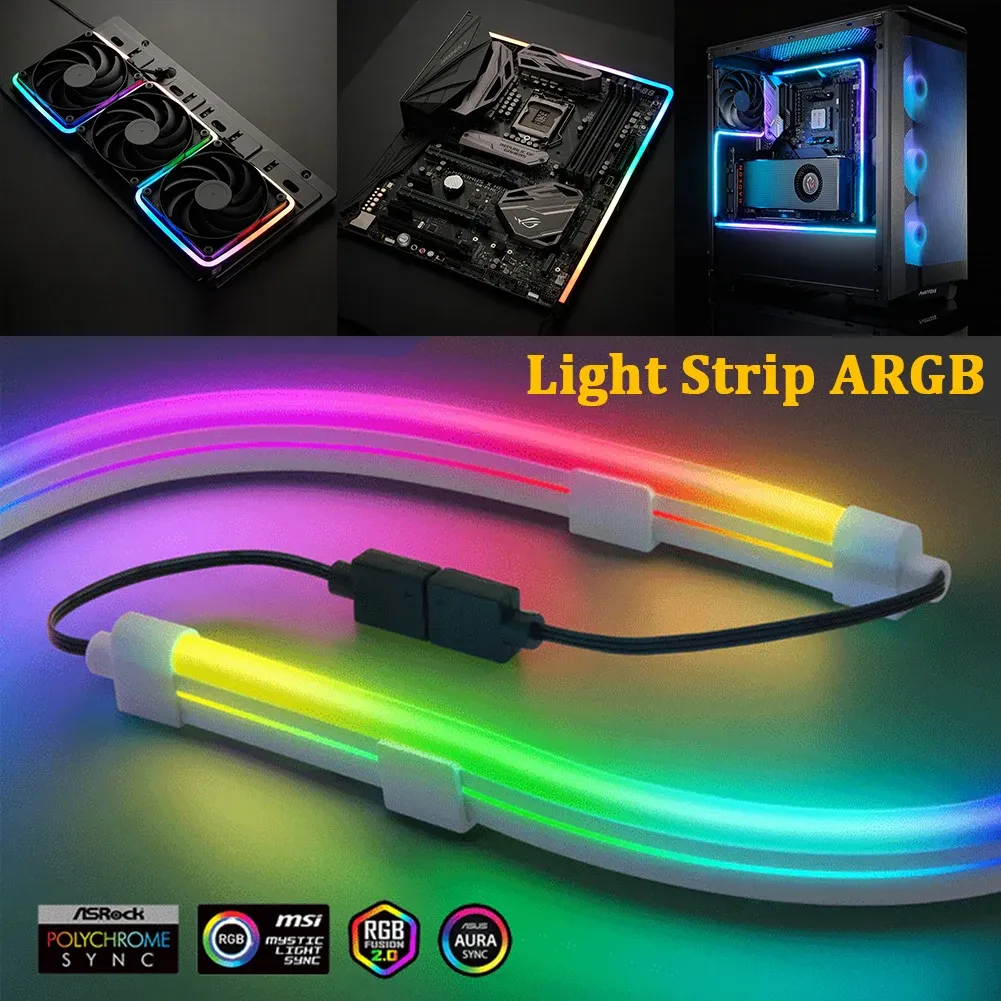 Fareler RGB LED Strip 5V 3pin Argb Aura Sync Neon Bilgisayar Şasi Dekoratif Işık Çubuğu Sert/ Esnek Lamba Bandı