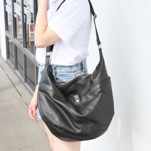 Soft Cowhide Slouchy crossbody pocketbooks for Women