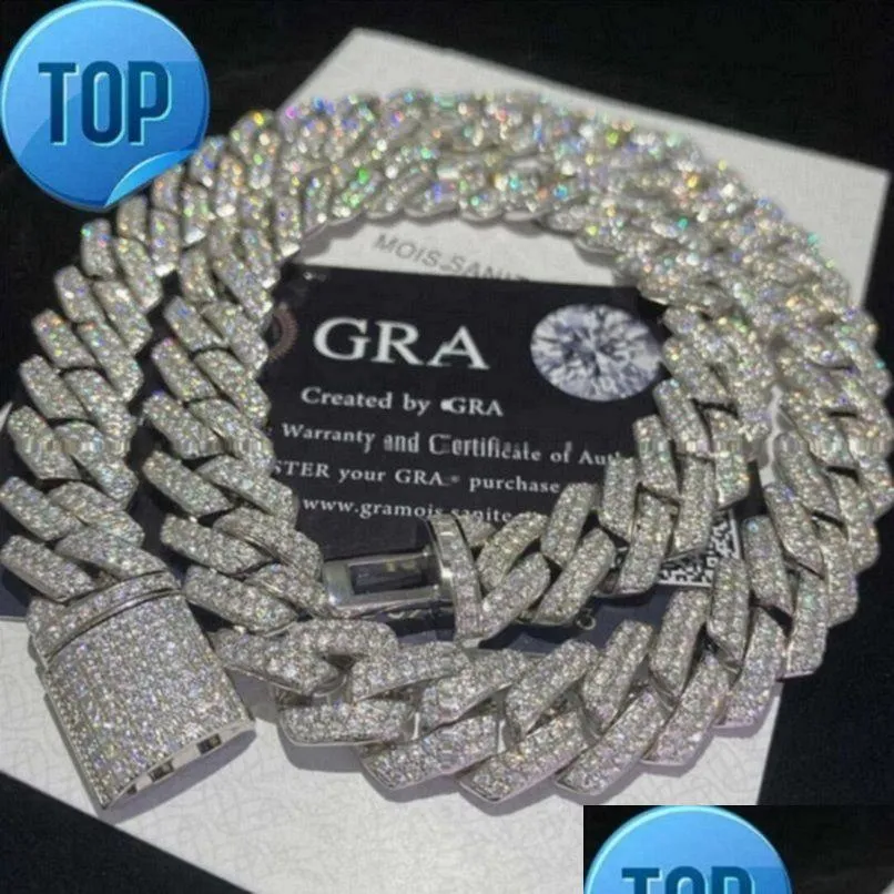 Kedjor isade ut moissanit kubansk armband bling diamant länk kedja hip hop män smycken halsband droppe leverans halsband hängen otrkd