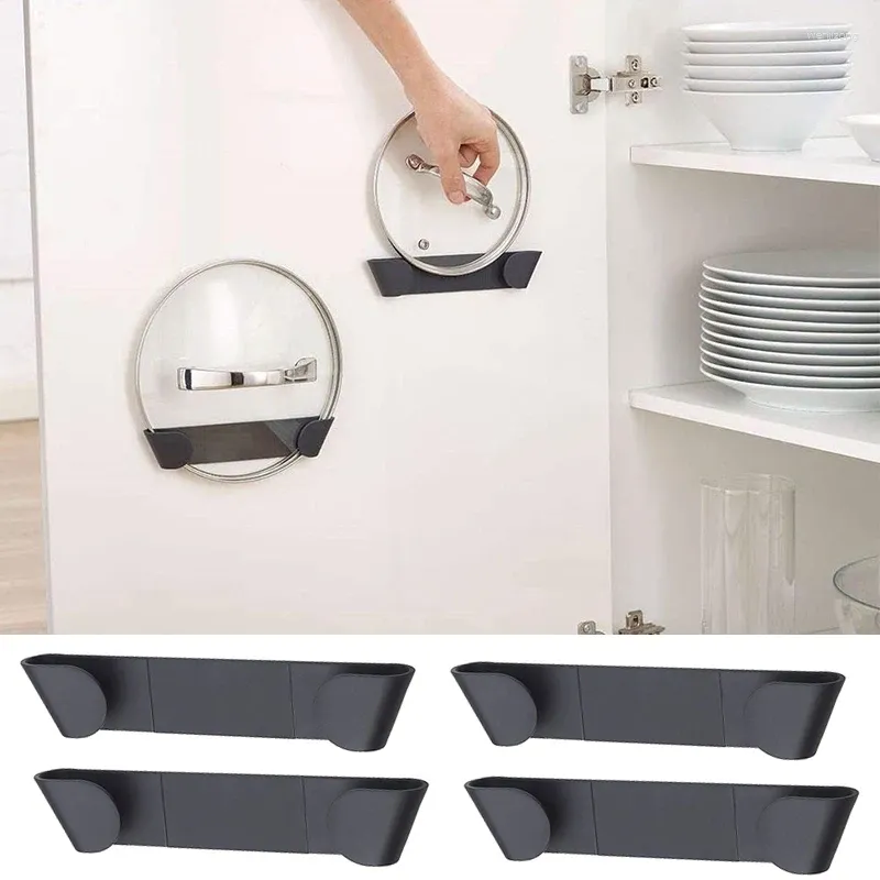 Storage de cuisine 1PCS Porte-ménage Pan Pan Organisateur de couvercle Pot Rack de couverture murale Mouclé sans poinçonnage auto-adhésif