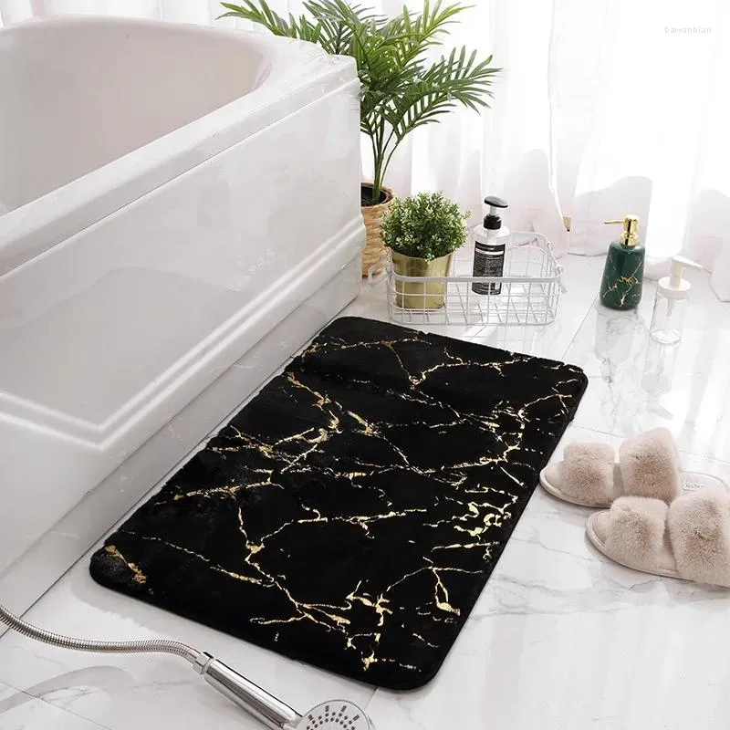 Bath Mats Honlaker Mat Zwart en Wit klassiek geometrisch patroon Super zacht absorberende badkamerdeur Niet-slip Tapijt tapijt