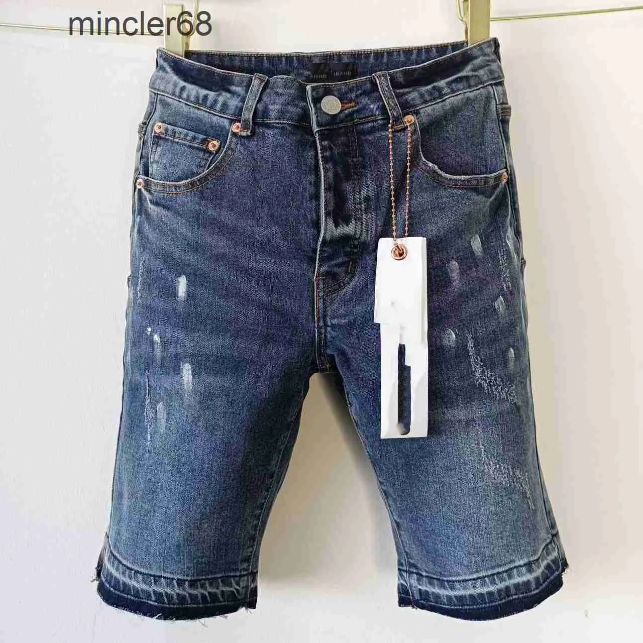 Summer Men Purple Jeans Shorts Cropped Denim Pants Short Cantaloni sciolti per maschi in difficoltà Driple Pantaloni da ginocchio Casual Bratta Casual Kinding 2024 24