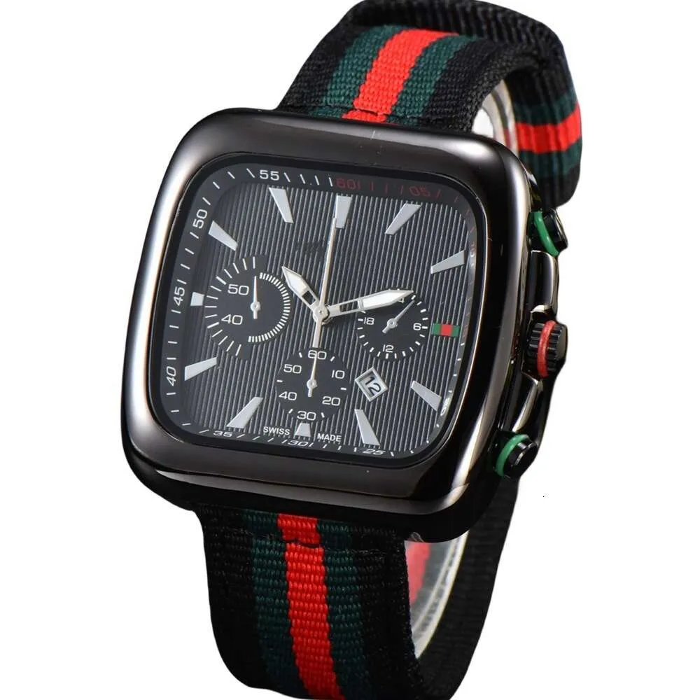 Oude GG Nylon -riem, casual heren met kalenderhorloge