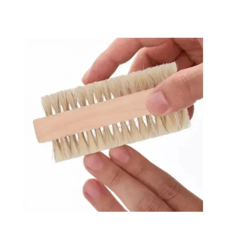 Nouvelle brosse à ongles en bois à deux côtés de sanglier naturel