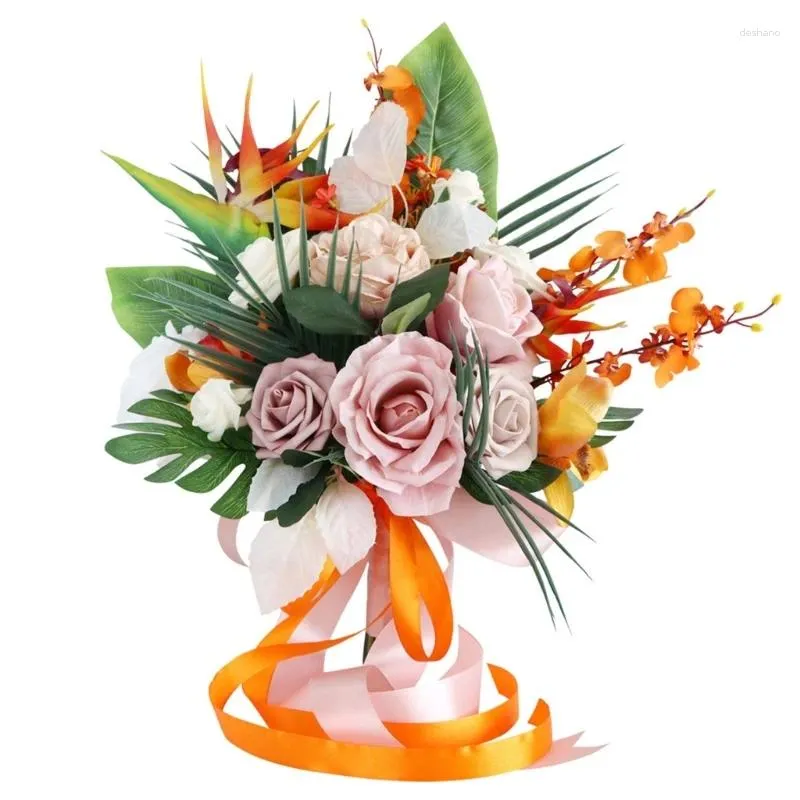 Flores decorativas Flor de casamento artificial para simulação de chá de panela Silk Bride Bouquet Party Party Centerpieces Decoração