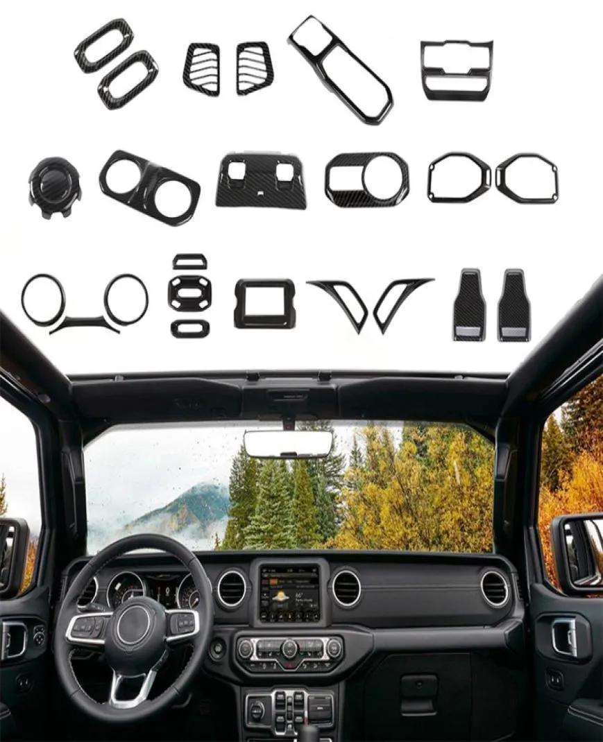 Углеродное волокно Abs Accessesire Compessesuary Cover Trim для Jeep Wrangler JL 18 23pc Interior Accessories1911671