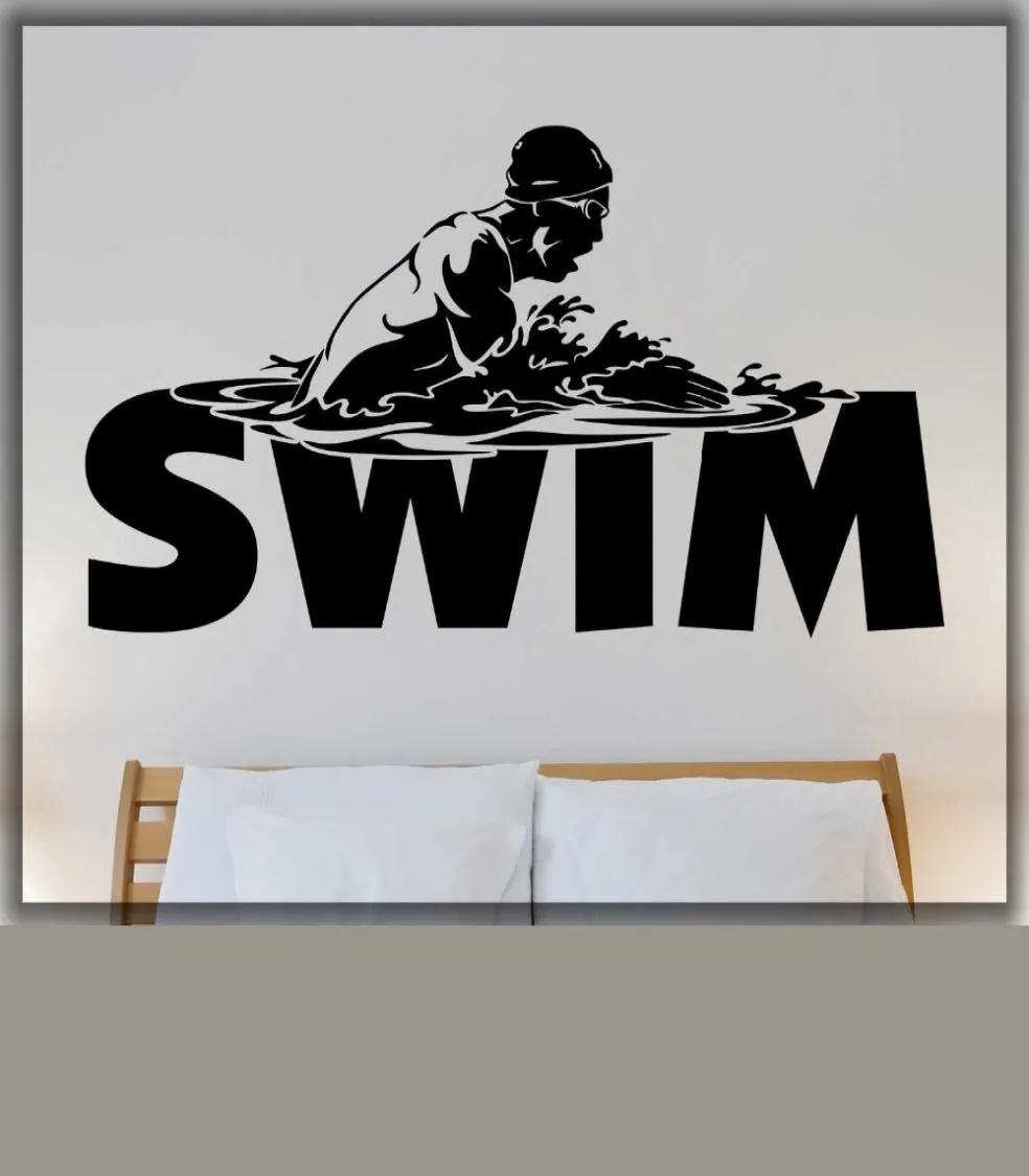 Swim wall decal swimming pool home art wall sticker Natatorium swimmer breaststroke waterproof vinyl decal for glass wall5416820