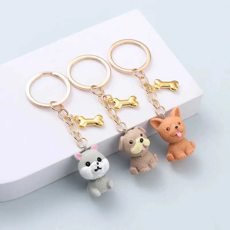 Keychains Lanyards Harz niedlich Hund Haustier Gold Metall Knochen Aniamls für Jungen Mädchen Freundschafts Geburtstag Geschenke handgefertigt DIY Juwely Q240403