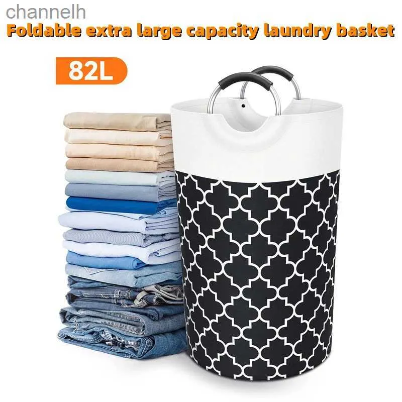 Paniers de rangement 82L Panier à linge pliable de grande capacité avec poignée en coton étanche utilisé pour les jouets de vêtements et les paniers de rangement à domicile YQ240407