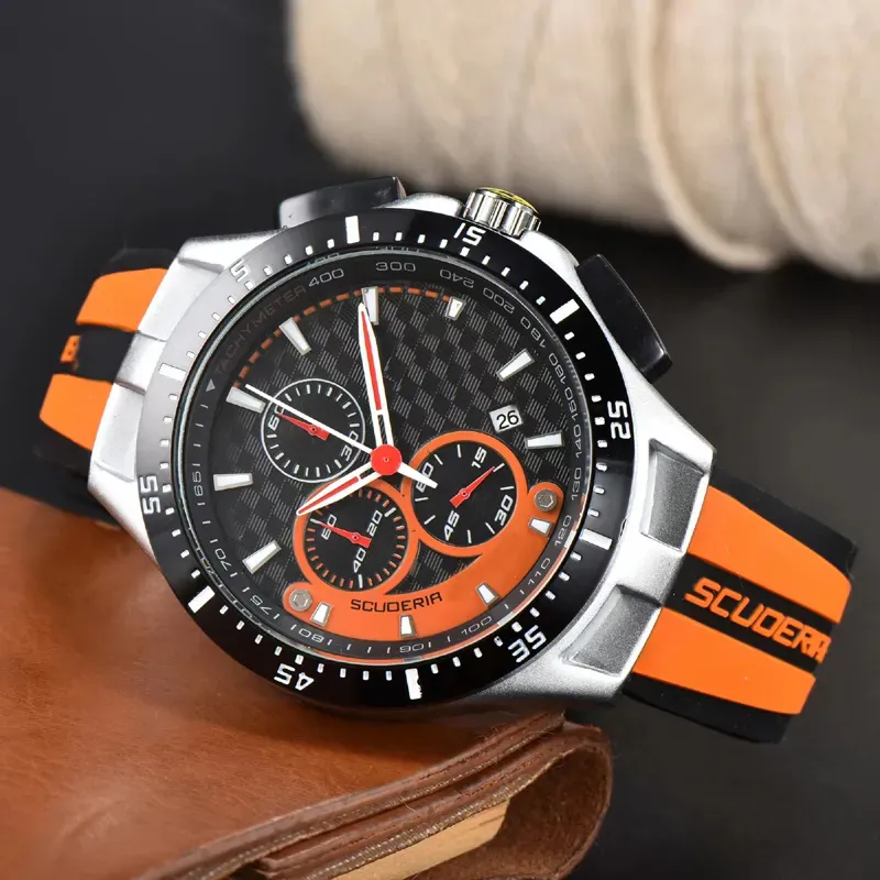 Watchmen 2024 MEN Titta på New Watch Top Waterproof Rubber Watch Band Business Casure Quartz Watch Men's Three Eyes Multifunction Chronograph FR-03