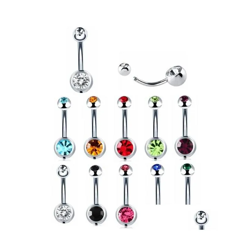 Navel Bell Button Rings Belly Ring Surgical Steel Hypoallergenic Lead And Nickel 14 Gauge Piercing Body Jewelry Wholesale Drop Deli Dhjma
