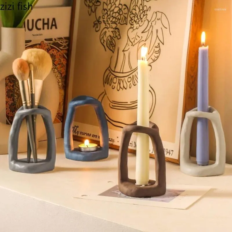 Candle Holders Ceramic Holder Candleholder Storage Racks Desktop Organizer Stand Rack Base Pen Tube