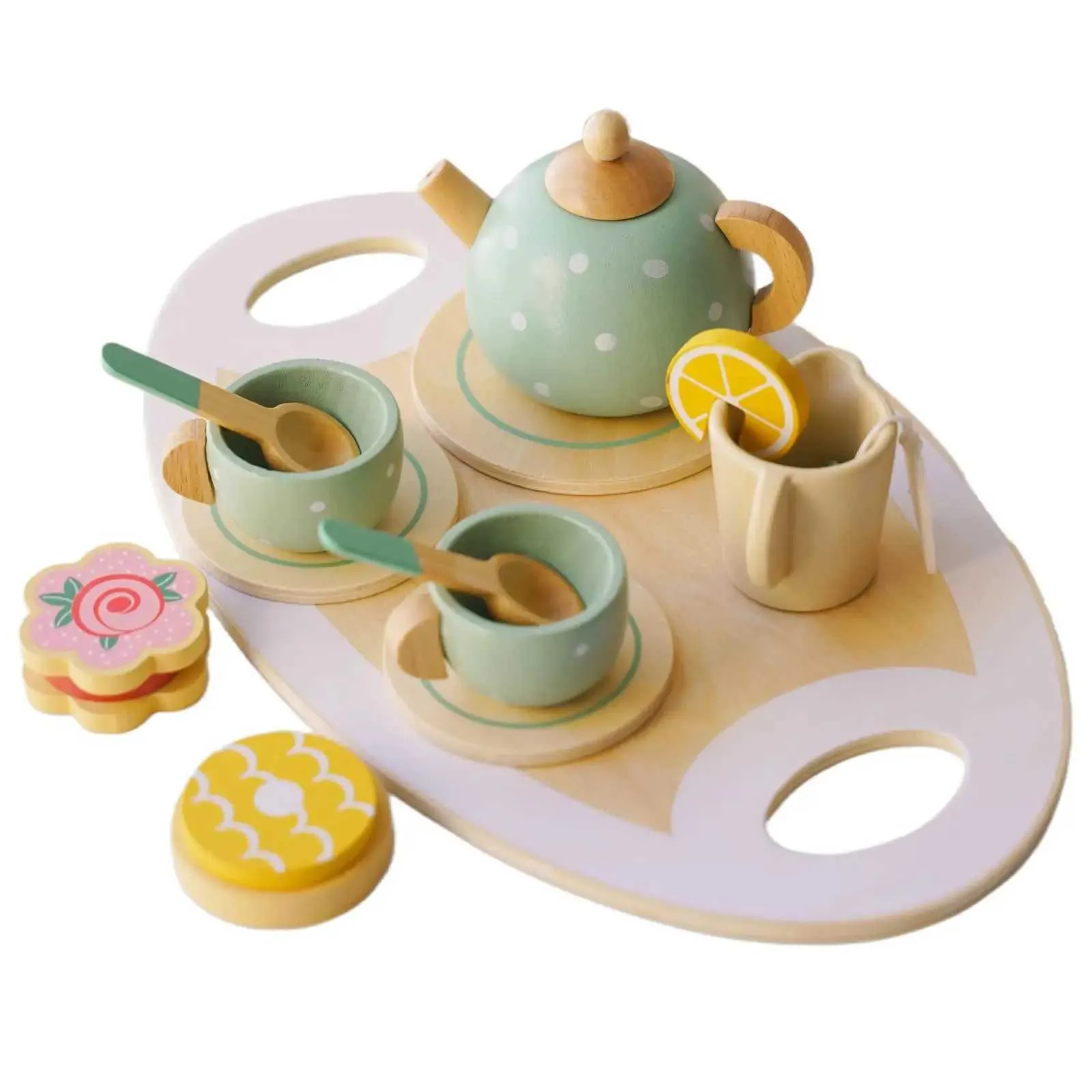 Wooden Pretend Tea Set for Children - Role Play Kitchen Toys, Perfect ...