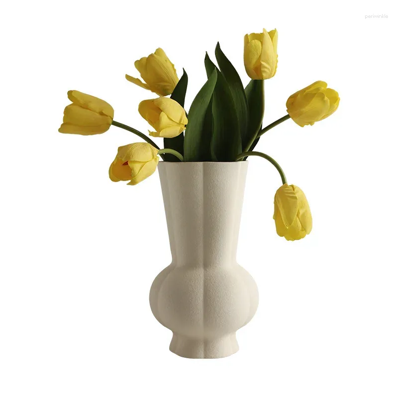 Ornamentos de vasos de vasos Arranjo de flores Decoração em casa Decoração branca hidropônica de cerâmica