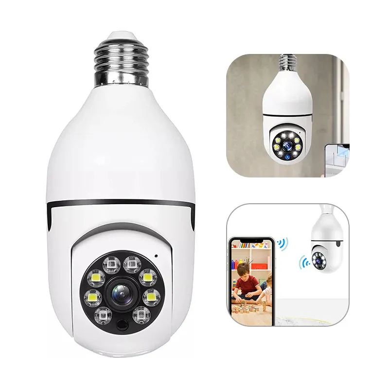 Kameras 5G -Glühbirnenüberwachungskamera Nachtsicht Vollfarbe Automatisch menschliches Tracking Zoom Indoor Security Monitor WiFi Kamera