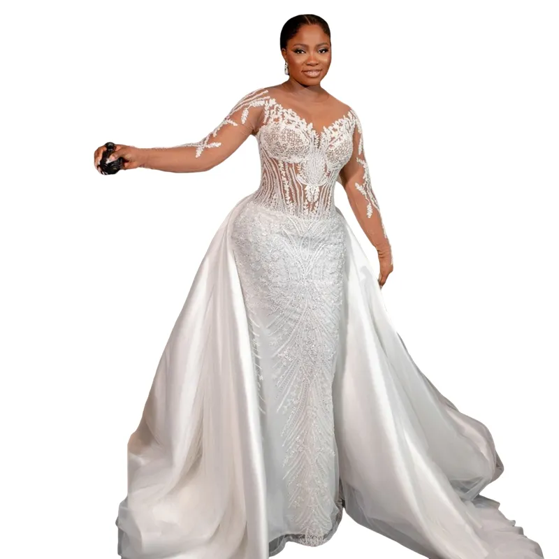 Robes De Mariage Sirène Élégante: Robe Nuptiale Du Cou