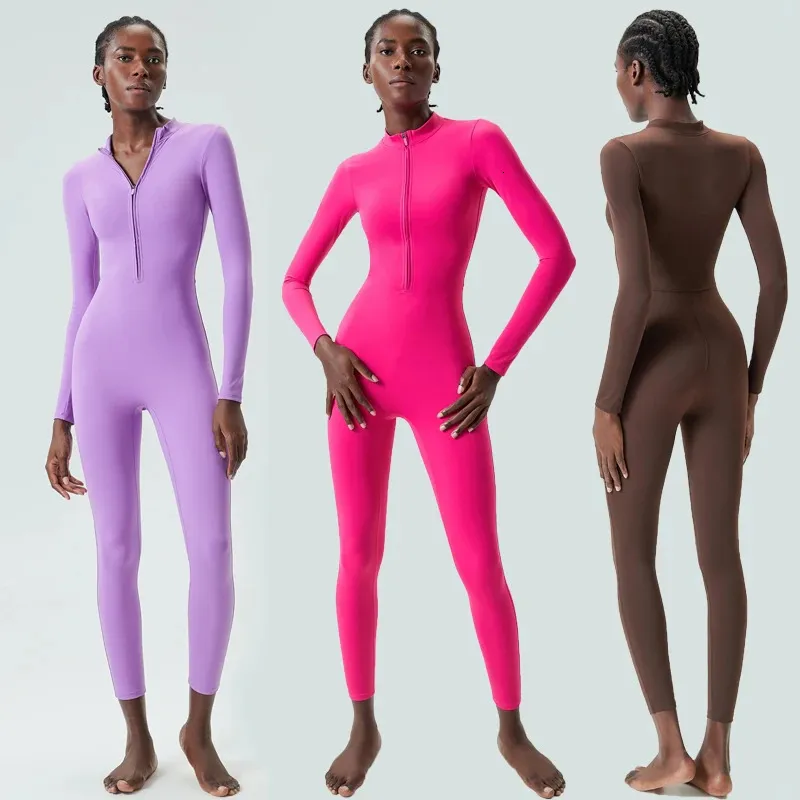 Femmes gymnase Running Couleur Couleur en une pièce Yoga Set Buttery Soft Slim Fit Jumps Jumps à manches longues Vêtements d'entraînement de vêtements de sport 240402