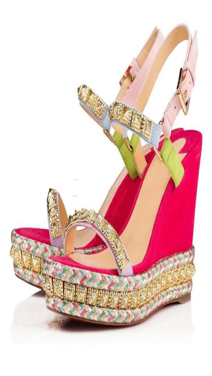 2020 Elegante S PyraClou Wedges Sandalen voor vrouwen Lady High Heel Luxe Designer Walking enkelband Damesschoenen8284663