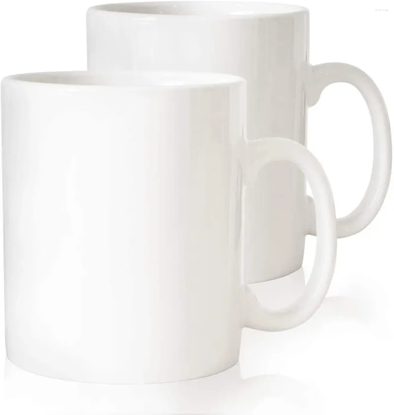 Cups Saucers 2st/Set-350 ml White Coffee Mugs. Stora handtag och keramisk konstruktionsuppsättning av 2 Nordic Cup Milk Tea