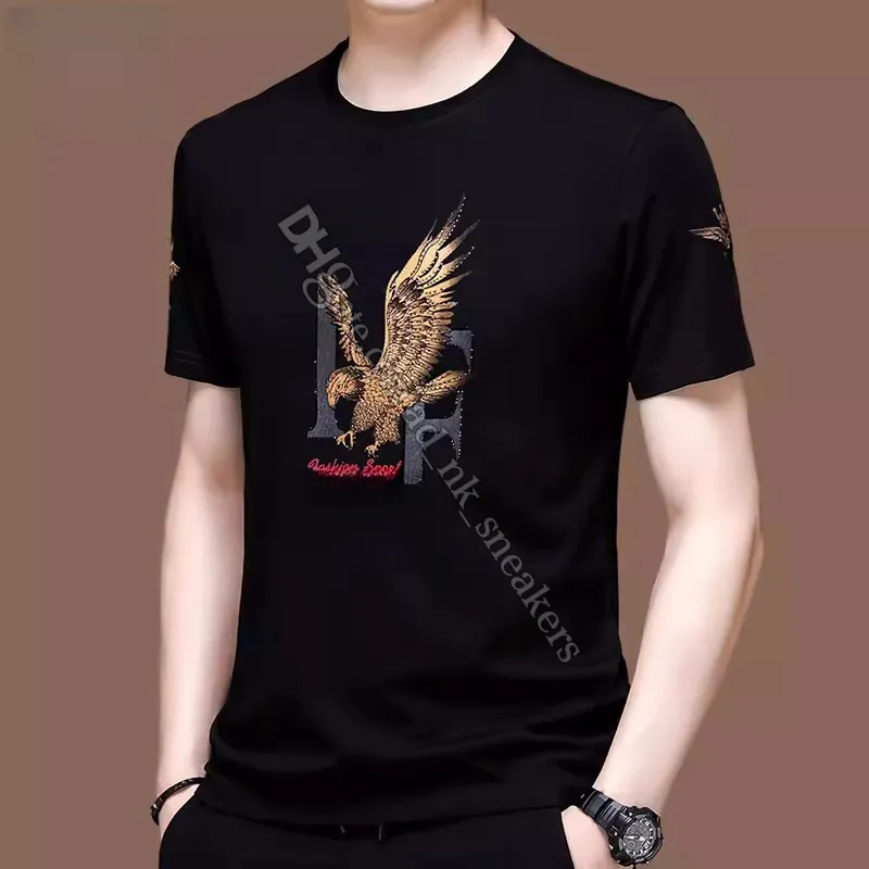 Brand-name men's short-sleeved T-shirt Ice silk 2024 new summer thin high-end T-shirt men's fashion