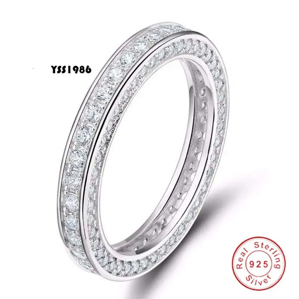 Joyas de moda Vintage Real Sterling Sier Corte redondo completo Corte blanco Cz Gémicos Diamantes Mujeres Anillo de bodas Tamaño de regalo 5-10